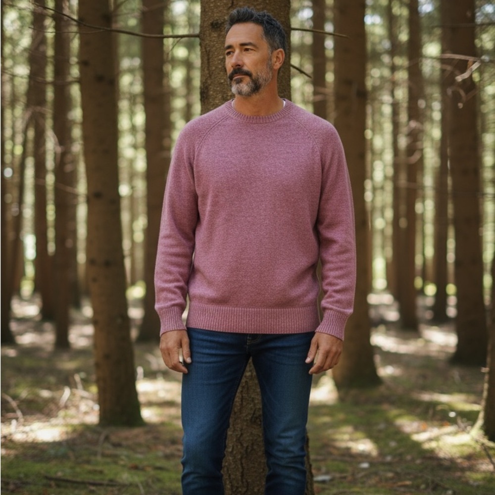 J.Crew Lambswool Crewneck Sweater Pink Marl Mens Small